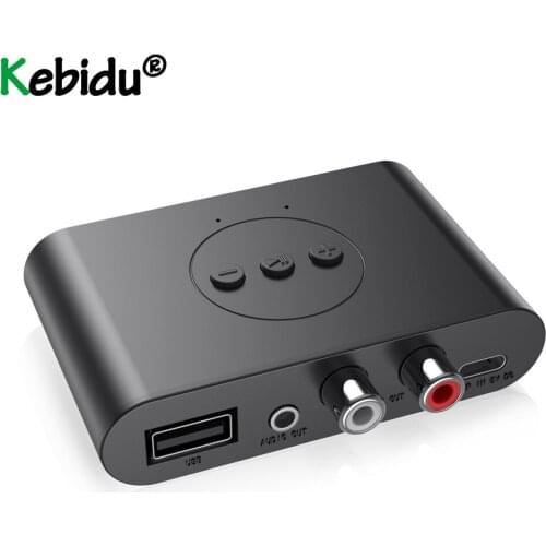 Kebidu 3.5mm Wireless Bluetooth V5.0 Audio Receiver RCA AUX Jack Stereo Music Adapter with Mic For Car Kit Speaker Amplifier New
