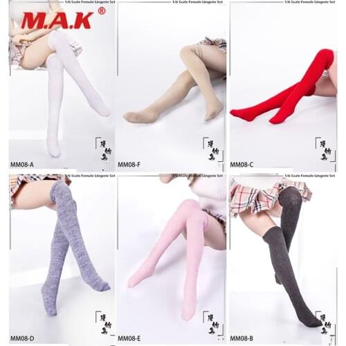 Six Colors 1/6 Scale Female Lingerie Set MM08 Female Cotton Stockings Long Socks Figure Accessory for 12'' Woman Figure Body