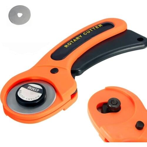 45mm Round Rotary Blade Cutter Roller Wheel Scale Knife for DIY Hand Cutting Leather Fabric Paper Tailor Tools with 5cps Blade