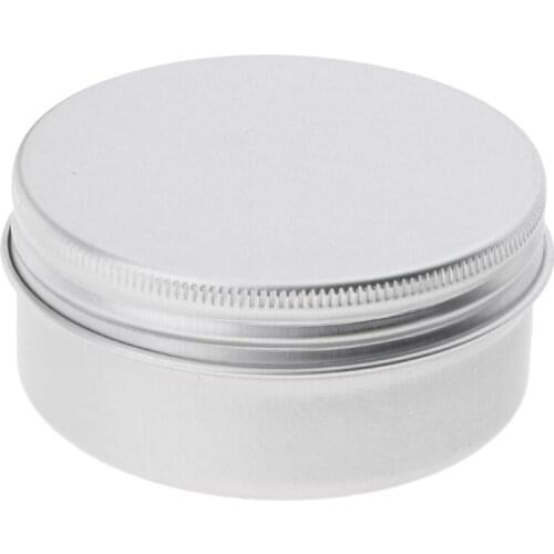 50ml Silver Aluminum Round Lip Balm Tin Storage Jar Containers with Screw Cap for Salves, Cosmetic, Candles Pack of 10