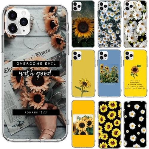 Summer Daisy Sunflower Floral Flower Phone Transparent for iPhone 6 7 8 11 12 s mini pro X XS XR MAX Plus se cover funda shell