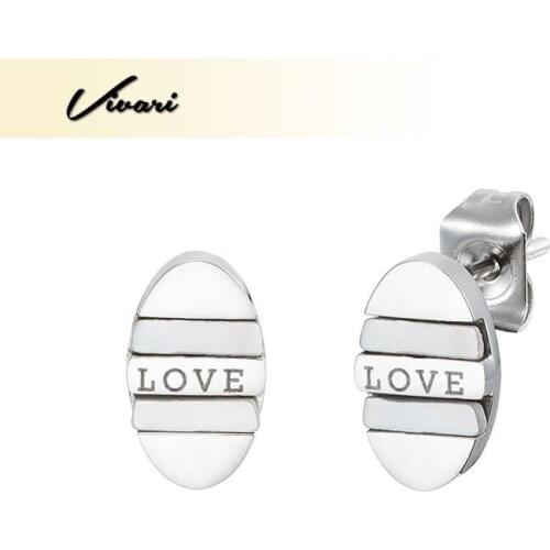 Vivari Trendy Fashion Earrings Silver Plated For Women Jewelry Findings LOVE Letter Printed Stainess Steel New Ear Stud