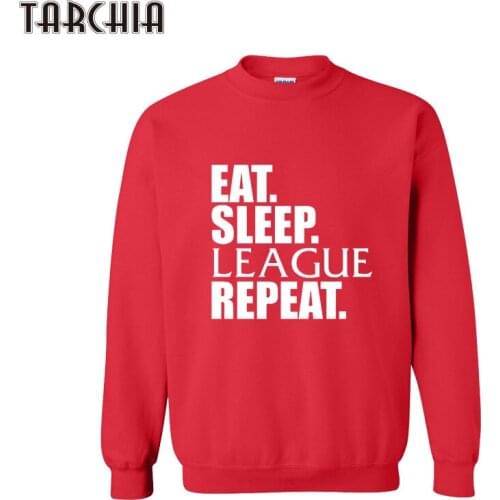 TARCHIA Men Hoodies EAT SLEEP LEAGUE REPEAT Autumn 2021 Male Hoodies Fashion Casual Long Sleeves Crewneck Pullover Sweatshirts