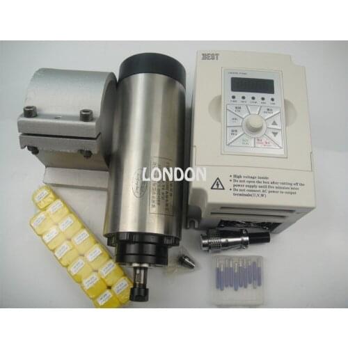 Cnc spindle kit ER11 air cooling 1.5KW spindle + 13 pieces ER11 collet+1 piece 1.5kw inverter+spindle support+cnc engraving bits