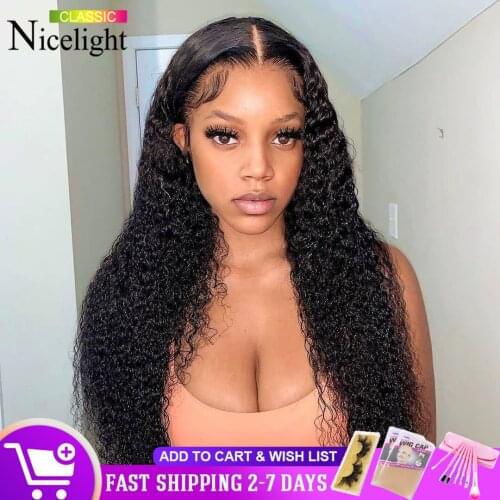 Nicelight Deep Curly Lace Front Wig Jerry Curly Human Hair Wigs 13x4 Lace Frontal Wig Brazilian Remy Hair Wigs For Black Women