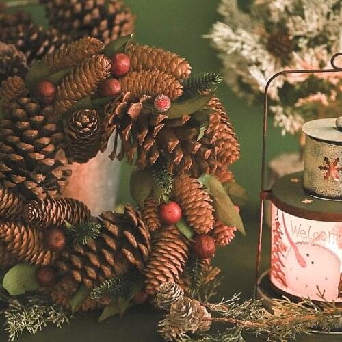 Nordic Style Pine Cone Pine Leaf Garland Christmas Door Hanging Decoration Door Decoration Wall Hangings