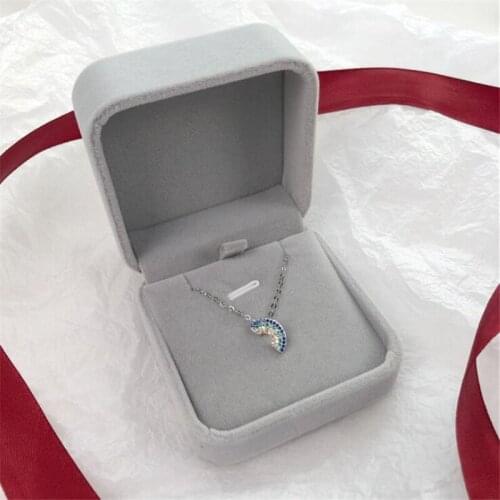 New Beautiful Colorful Rainbow 925 Sterling Silver Jewelry Exquisite Crystal Popular Gift Clavicle Chain Pendant Necklaces H565