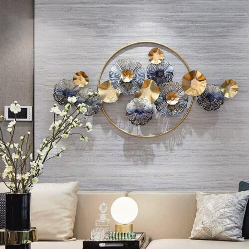 New Chinese style gold light luxury wrought iron creative three-dimensional metal wall decoration aesthetic room decor
