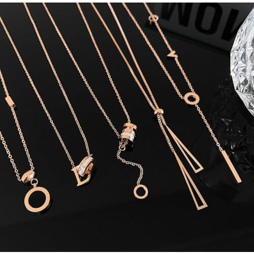 Necklaces For Women Titanium Steel Chain Butterfly Korean Alphanumeric Pendant Necklaces Temperament Fashion Jewelry 2021