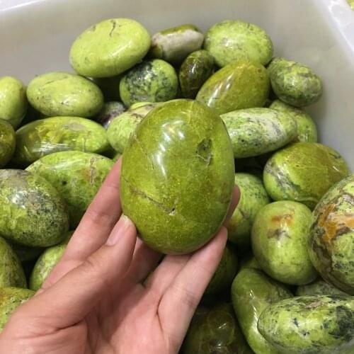 Natural mineral crystal stone Green opal palm stone 120g