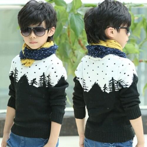 New children pullovers boy spring 2018 kids snow pine tree design thick sweaters winter for boys 2-7 years Promotion