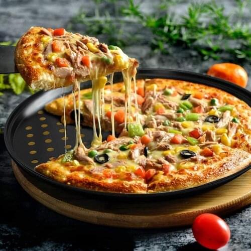 Pizza Pan Kitchen Bakeware Round Dish Tray Metal Carbon Steel Non-stick Baking Pastry Tool Kitchenware 24.5/26/28/32CM