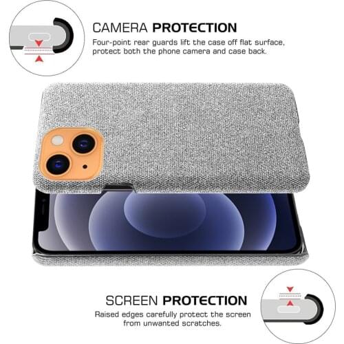 Cloth Texture Fit Case On The For iPhone 13 Mini Funda Luxury Febric Antiskid Cover For Apple iPhone 13mini 5.4" 2021 Capa Coque