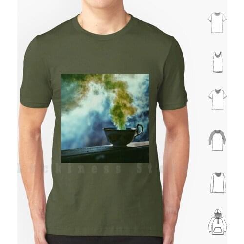 The Mist T Shirt Men cotton Cotton S - 6xl Smoke Mist Fog Green Moody Surreal Dark Still Life Tea Cup Vintage Dreamy
