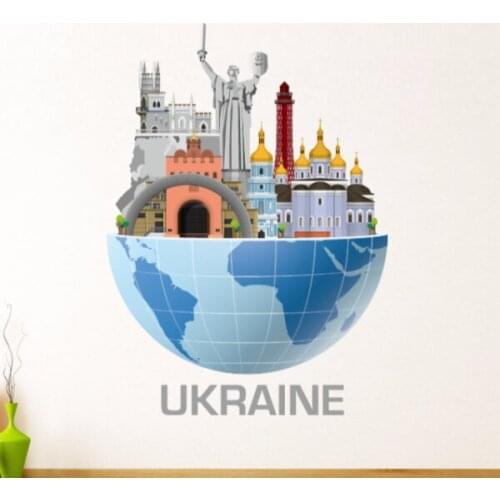 Ukraine Global Architecture Landmark Statue Wedding Decor Vinyl Waterproof Wall Sticker Bedroom Wallpaper Wall Decal