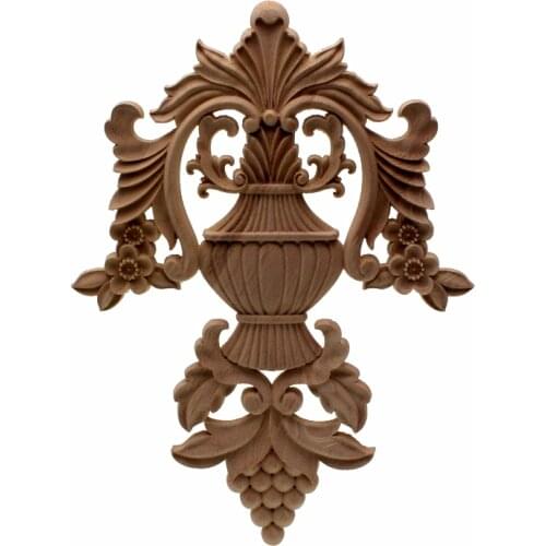 VZLX Vintage Unpainted Wood Carved Decal Corner Applique Home Furniture Wall Cabinet Door Decorative Wooden Miniature Craft