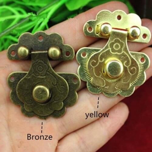 1pc Green Bronze Yellow for Option Furniture Jewelry Wooden Box Lock Chest Case Box Decorative Fixing Hasp Latch Locks