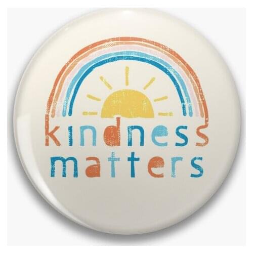 Kindness Matters Typography Design With Soft Button Pin Creative Funny Cute Lover Clothes Lapel Pin Brooch Metal Decor Cartoon