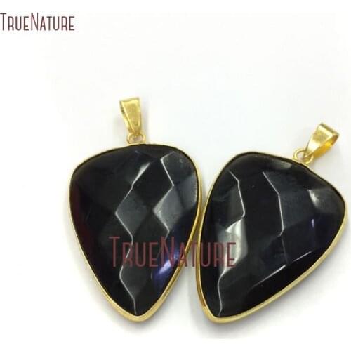 10Pcs Top Seller Onyx Pendant Gold Electroplated Faceted Dagger Pendant Outlet 36x26mm PM13541