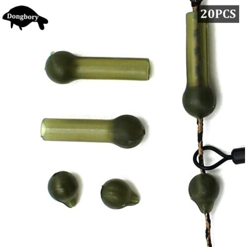20PCS Carp Fishing Accessories Helicopter Rig Sleeve and Beads Soft Rubber Sleeve Heli Chod Beads for Carp Chod Rig Tackle Tools