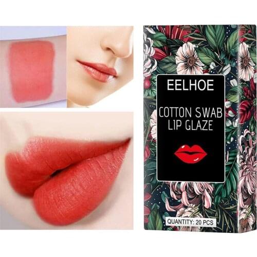 20 Pieces/Set Lipstick Cigarette Cotton Swab Lipstick Portable Waterproof Liquid Non-Stick Cup Tattoo Lipstick Lip Tint Lipgloss