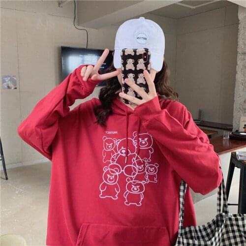 2020 Cotton Autumn/winter New Versatile Top BF Loose Thin Hooded Sweatshirt Womens Coat Hoodie Fashionable Moletom Wn
