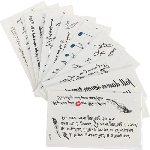 2020 New English Letter Waterproof Temporary Tattoo Sticker Body Art Arm Fake Tatoo For Men Women 5pcs/lot