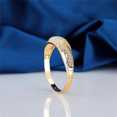 2021 Feb Hollow Bangles Natural Copper Women Bangles Carving Pattern Wedding Luxury Fine Classic Fashion Jewel