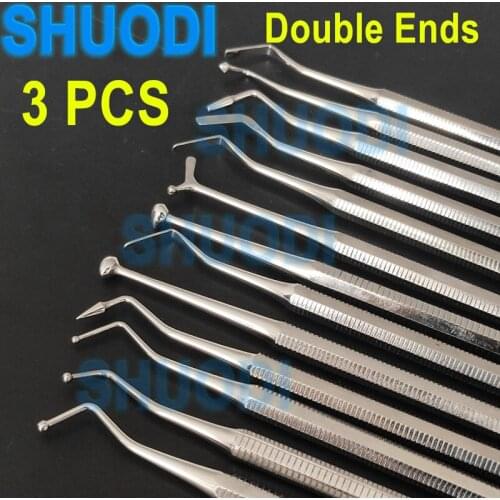 3pcs Dental Resin Composite Filling Tool Instrument Amalgam Plastic Filling Spatula Filler Spatula Double Ends Stainless Steel