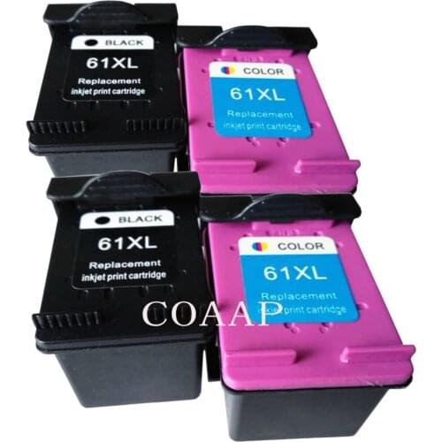 4 pk Refilled 61XL Black Color Ink cartridge for HP ENVY 4500 4501 4502 4504 5530 Deskjet 1000 1510 2510 2540 3050A 3512 3516