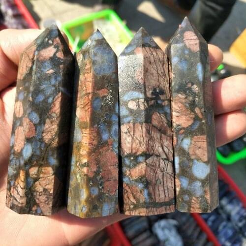 8CM Natural Glaucophane Crystal Quartz Column Magic Wand Obelisk Point Reiki Heal