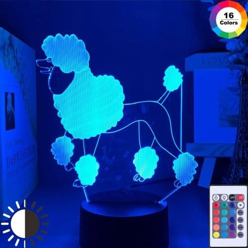 Acrylic Led Night Light Dog Poodle Figure Nightlight for Kids Child Bedroom Sleep Lights Gift for Home Decor Table Lamp Caniche