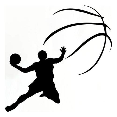 Car Stickers Fashion Sports Basketball Players PVC Black/silver Car Stickers 13.8 Cm13.8 Cm