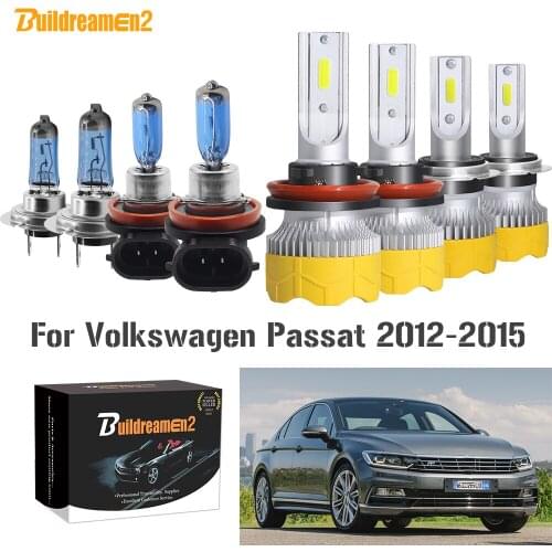 Buildreamen2 4 X H7 H11 Car Headlight High or Low Beam + Fog Light LED Halogen Headlamp 12V For Volkswagen Passat 2012-2015