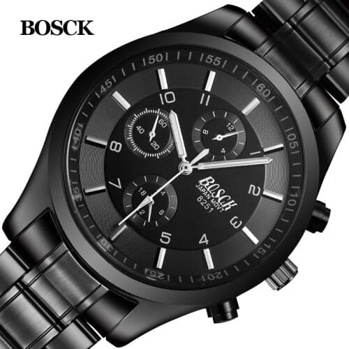 Black Men Watch Sports Stainless Steel Hardlex Wristwatch Mens Fashion Casual Reloj Hombre Male Quartz-Watches relogio feminino