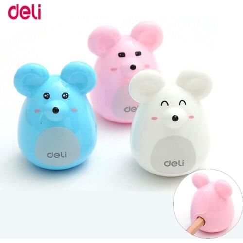 Deli Cute Lovely Kawaii Mouse Pencil Sharpener Manual Stationery Creative School Supplies for Children