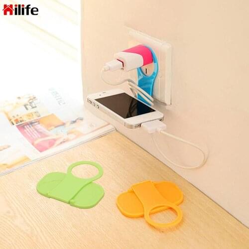Phone Holder Foldable Charger Cable Storage Charging Rack Hang Holder Universal Phone Wall Plug Socket for Charger Color Random