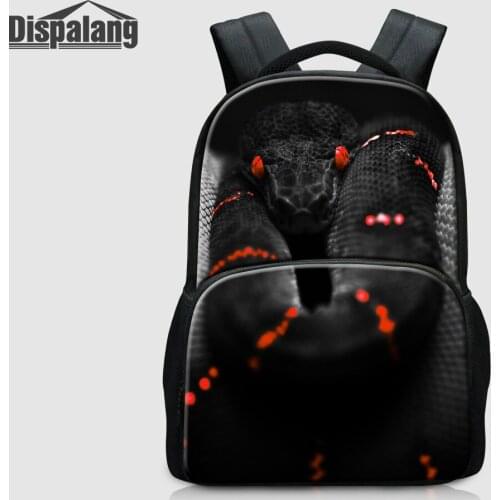 Dispalang Personalized Design Snake School Backpacks For Teenage Boys 17 Inch Canvas Mochilas Escolar Mens Cool Laptop Rucksack