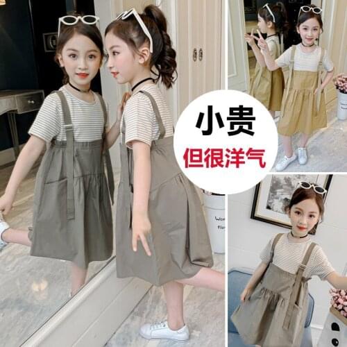 T-shirt +overalls two pieces girls clothing sets 2020 summer roupa juvenil menina 10 years old