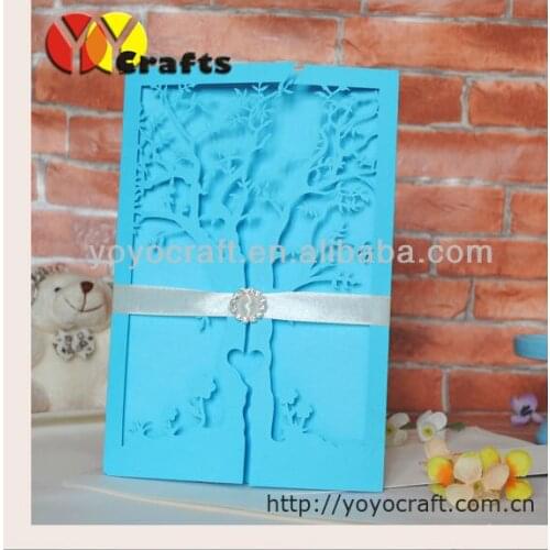 Hot Sale in USA Love Tree unique wedding favor glitter wedding invitation cards love theme romantic wedding invitation card