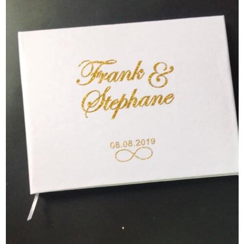 Personalize glitter gold silver Calligraphy wedding Alternative Guestbook Custom Names and Date Journal keepsake guest books