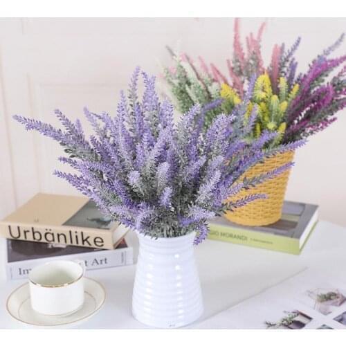 Artificial Flowers Romantic Provence Lavender Plastic Wedding Decorative Vase for Home Decor Grain Christmas Fake Plant