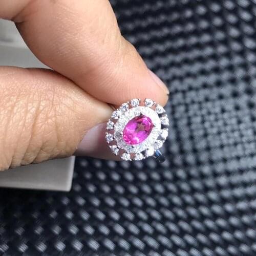 Graceful natural pink topaz gemstone ring for women jewelry oval natural gem certified real 925 silver lady birthday gift lucky