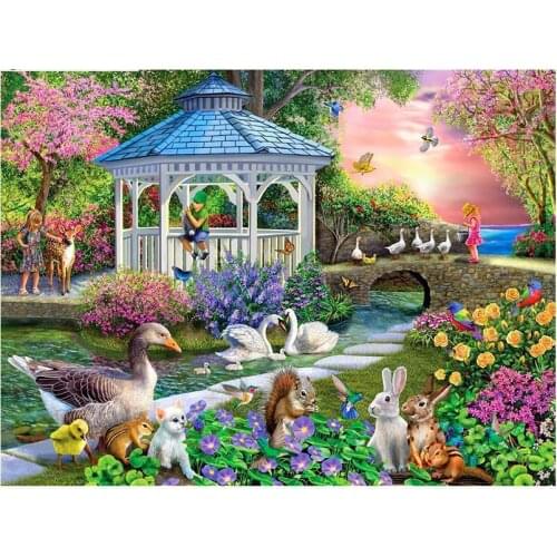 Oil painting Country Animals Cross Stitch Kits Needlework Embroidery Crafts 14CT Unprinted DIY Arts Handmade Home Decor