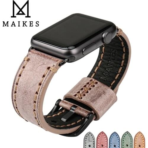 MAIKES Genuine Leather for iwatch Accessories For Apple Watch Band 44mm 40mm Bracelet Series 1/2/3/4 Apple Watch strap 42mm 38mm