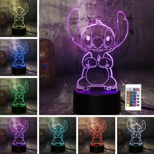 Cartoon Disney Stitch Figurine 3D LED Light Children LED Night Light USB LED Table Lamp for Bedroom Decoration Chirstmas Gift