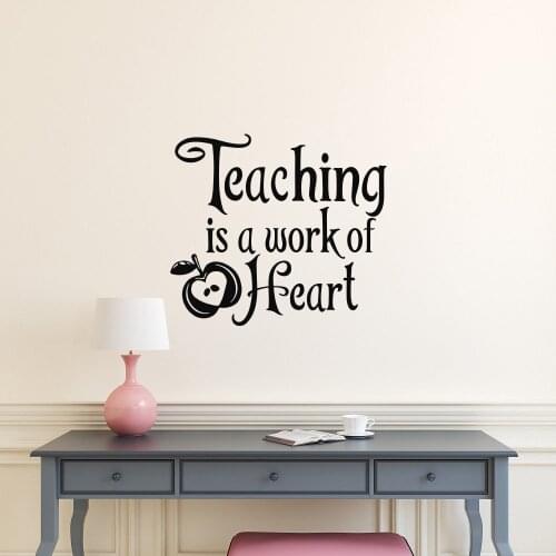 Teaching Is A Work Of Heart Vinyl Wall Decal Quote Back to School Teacher Appreciation Gift Teacher Classroom Decor sticker G340