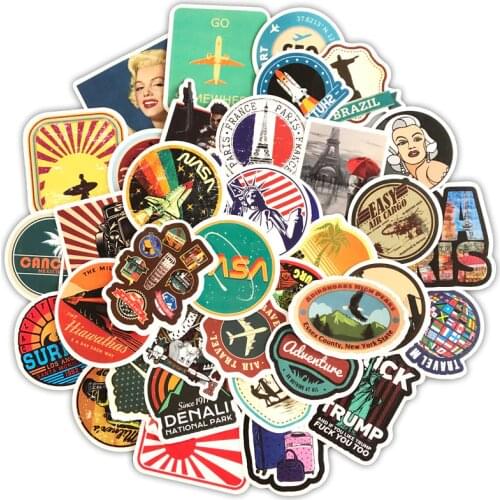 50PCS Journey Scenery Travel Graffiti Computer Stickers Waterproof DIY Fridge Suitcase Decoration Mixed Decals For MacBook