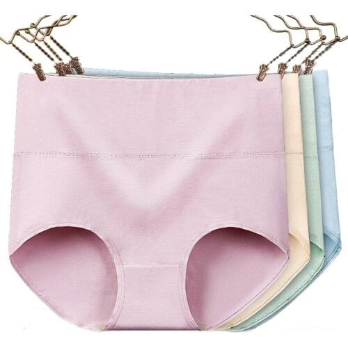 New Women High Waist Cotton Underwear Solid Simple Style Shapewear Abdomen Hips Panties Slimming Calcinha Lingerie Soft Briefs