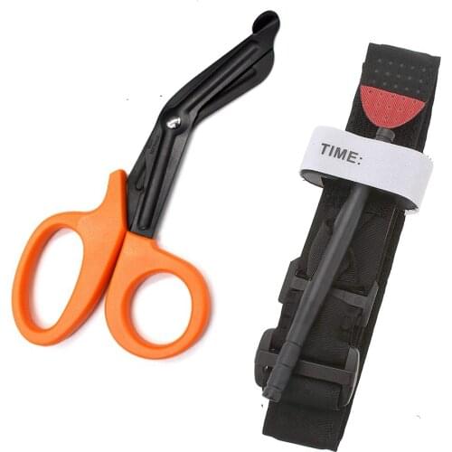 One Hand Tourniquet Combat Application First Aid Handed + Free Trauma Shear for Outdoor Sports